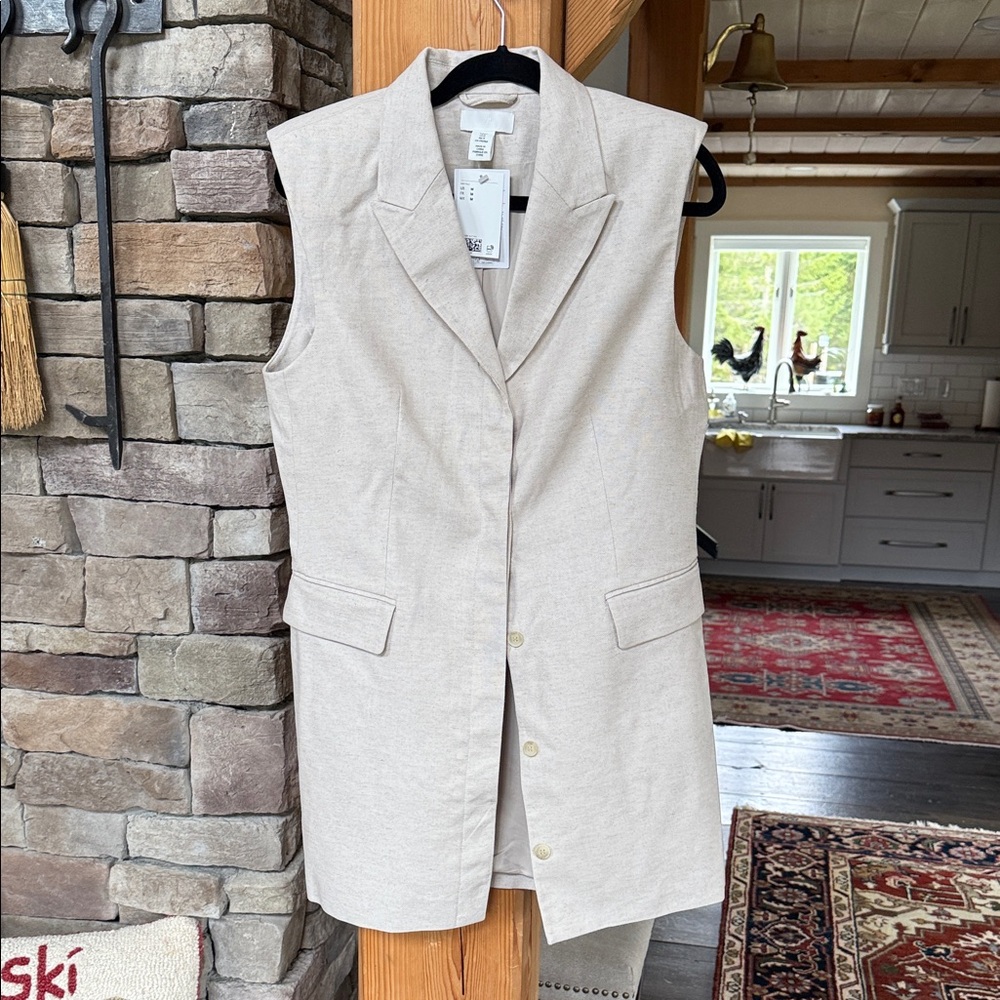 H&M Sleeveless Beige Dress with Buttons, size M, NWT